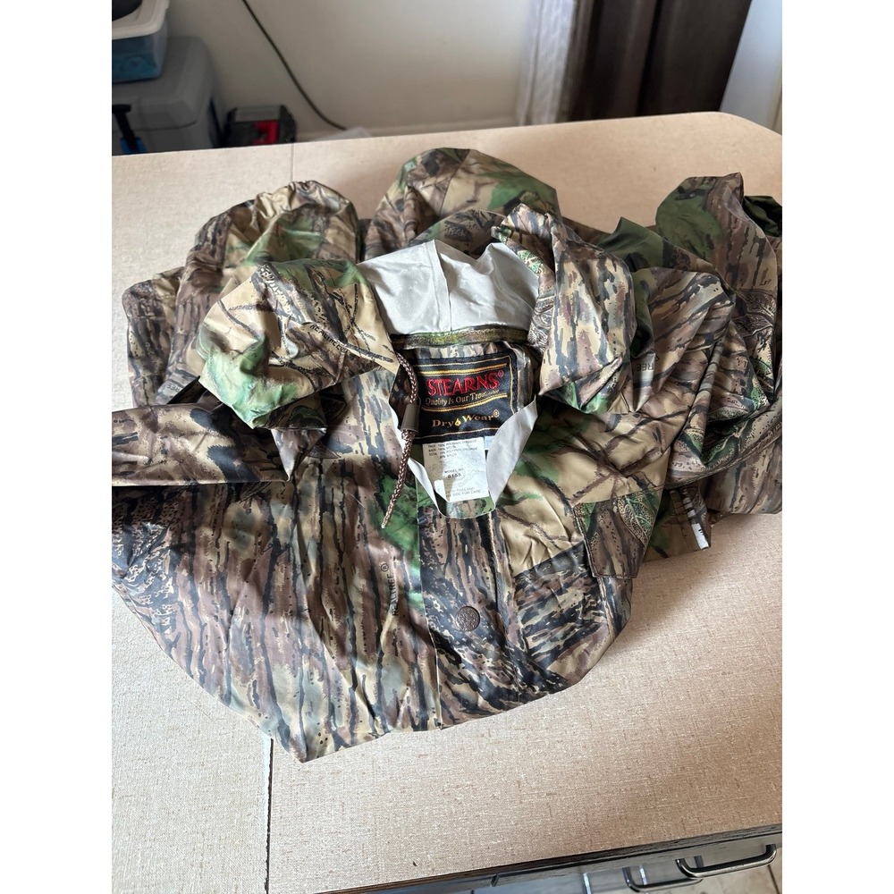 Stearns Dry Wear Real Tree Camo Rain Suit Jacket Pants Set Mens Large